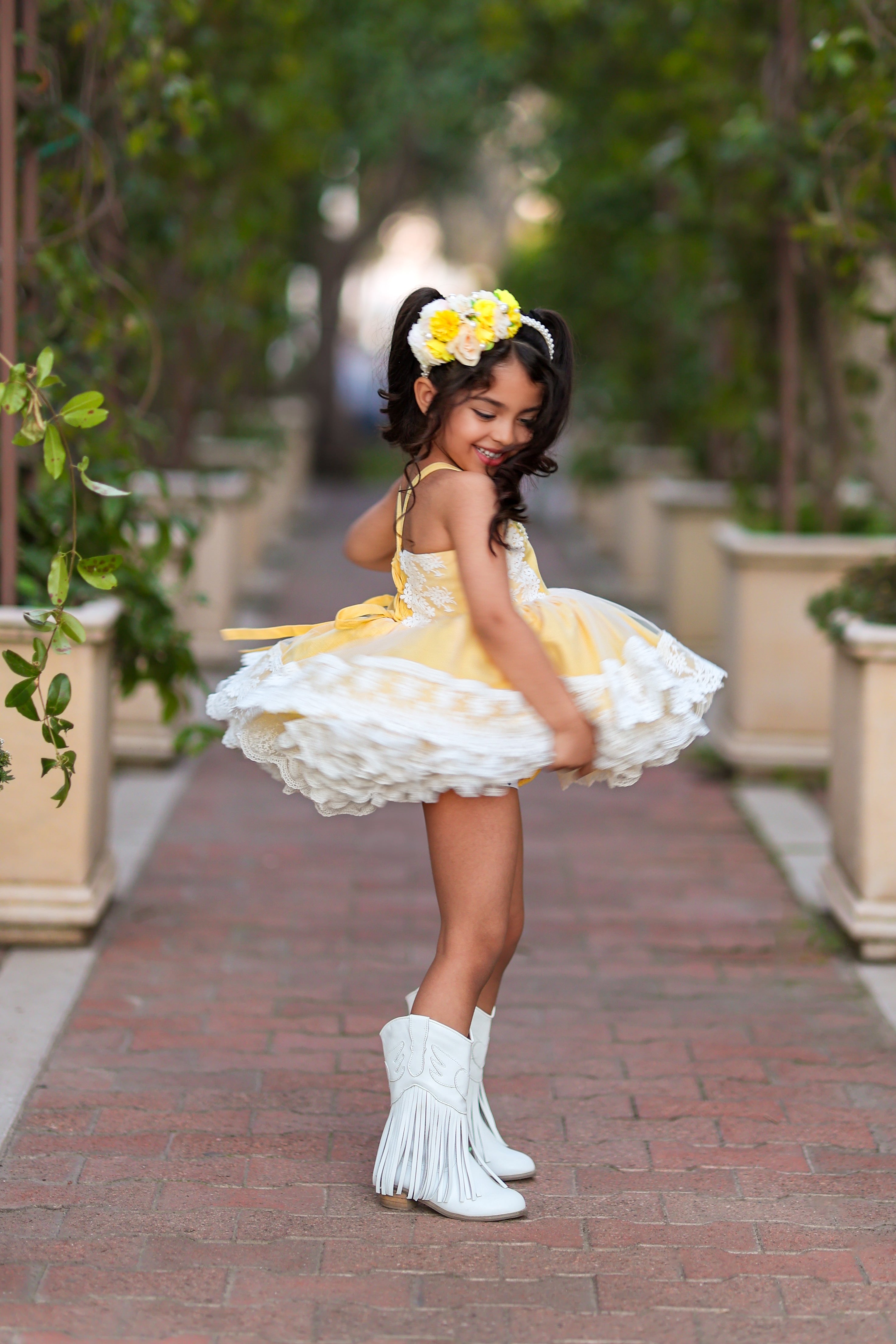 Sophie in Yellow Rose Dress