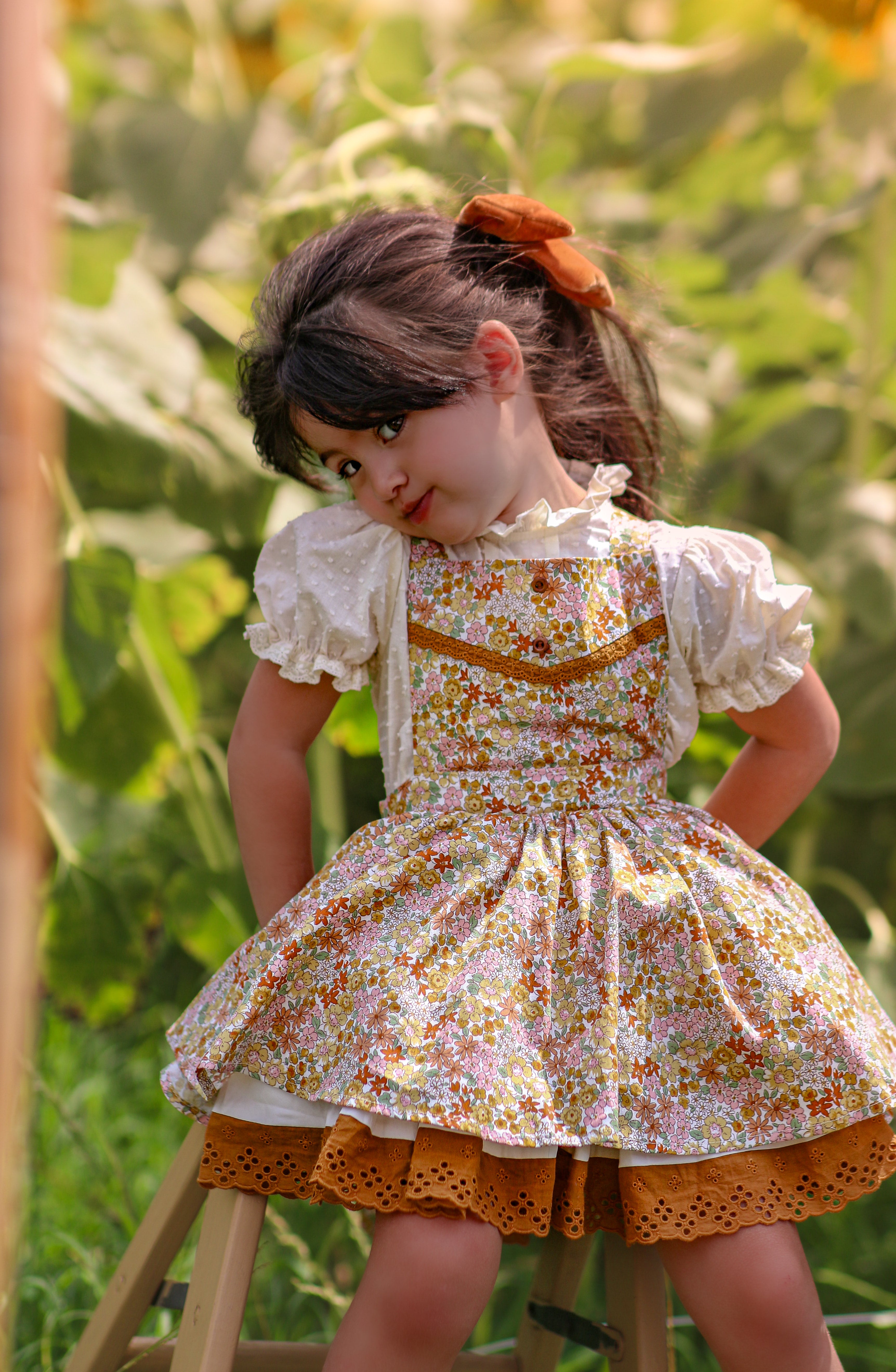 Harlow in Fall Blossoms Pinny and Shorties