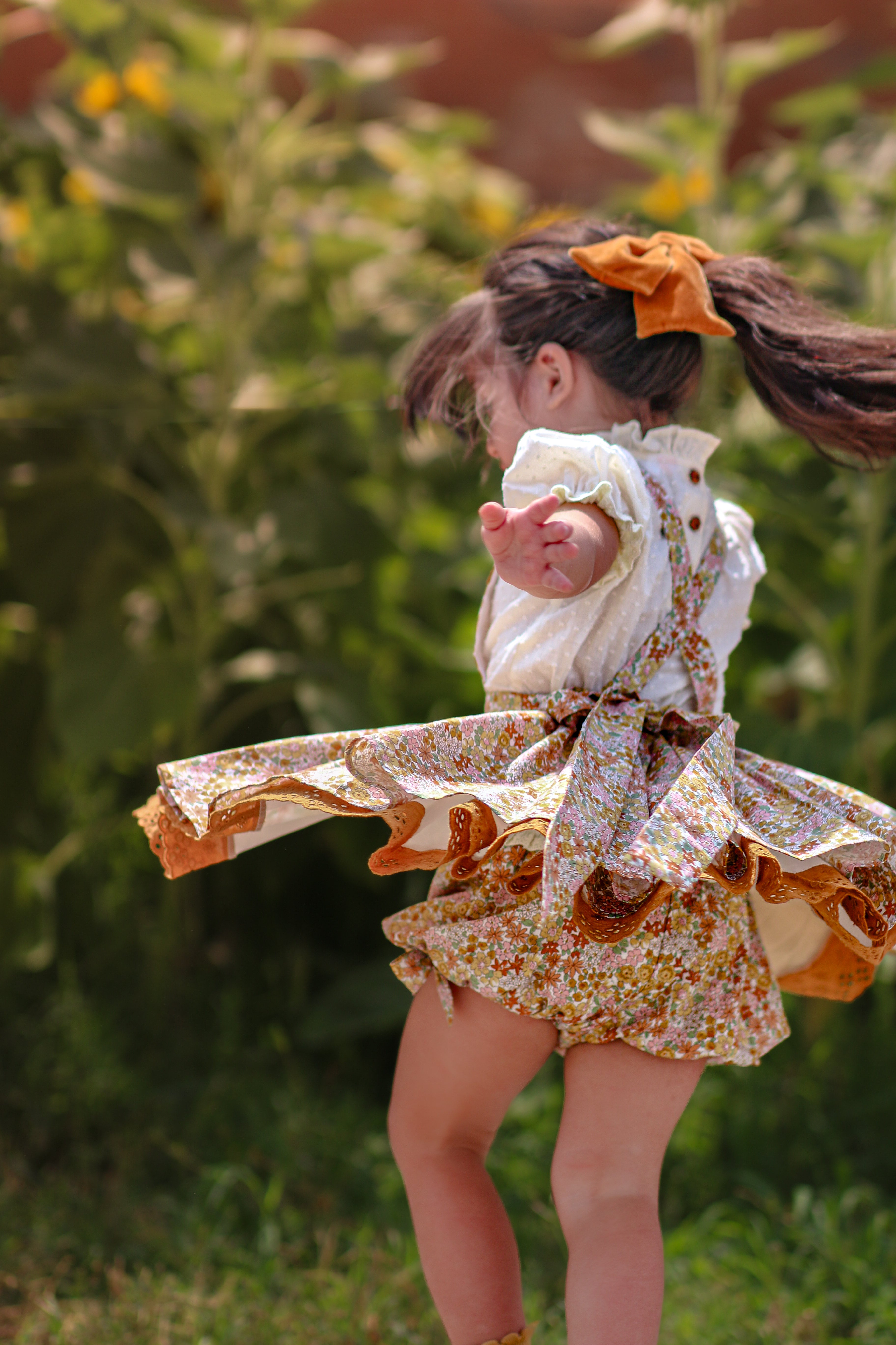 Harlow in Fall Blossoms Pinny and Shorties